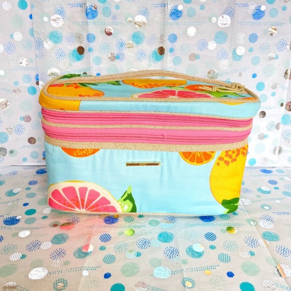 TRINA DOUBLE TRAIN CASE LOVELY SUMMER COLORS!